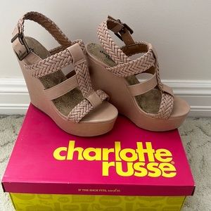 Charlotte Russe platform wedge sandals. Beautiful nude pink color.